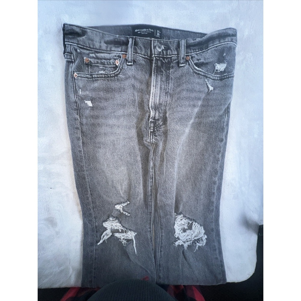 Abercrombie & Fitch VTG Stretch 90's Straight Denim Jeans 31x30 Faded Distressed